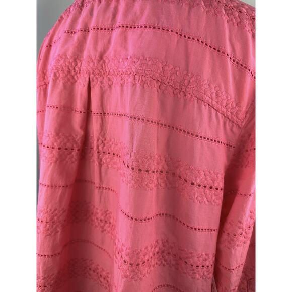 NWT Talbots Pink Eyelet Button Cotton Blouse Sheer Crochet Plus Size 3X Top - Picture 6 of 16